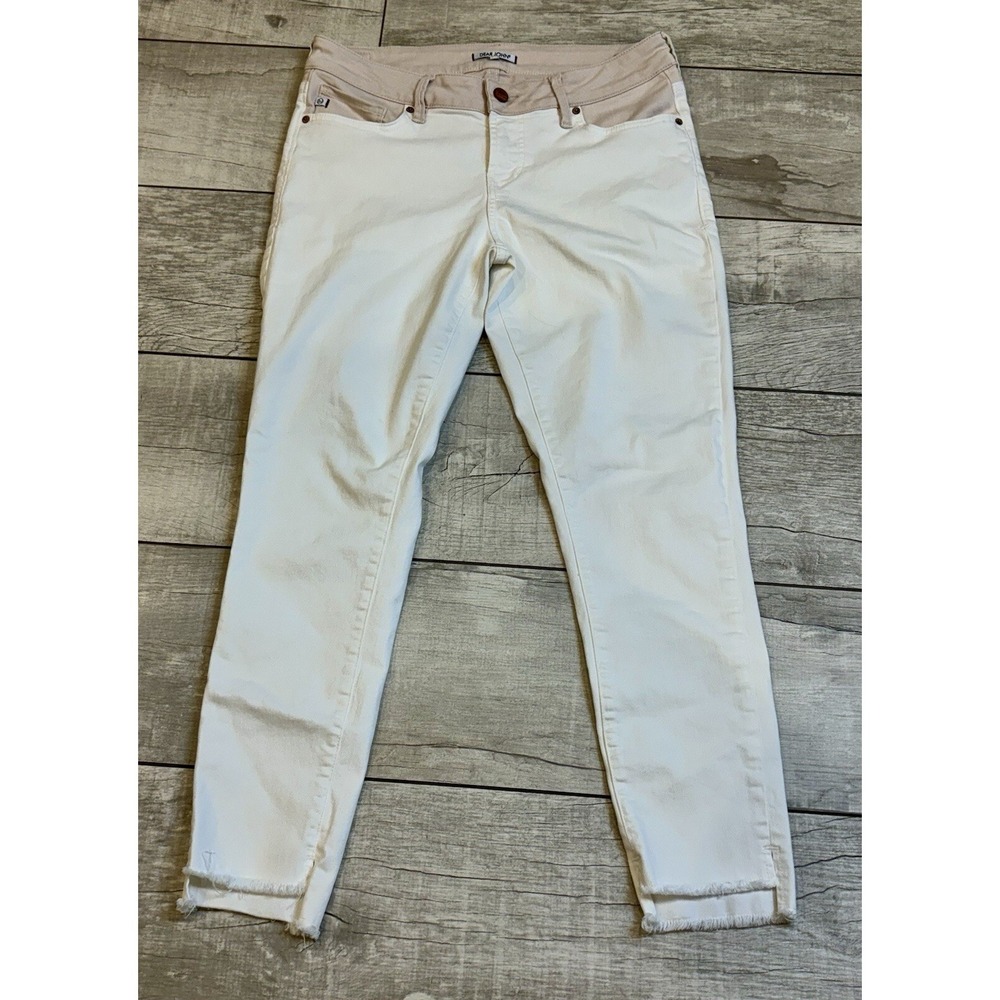 Dear John Joyrich Comfort Jeans Size 30 White Skinny Raw Edge Hem Stretch Summer